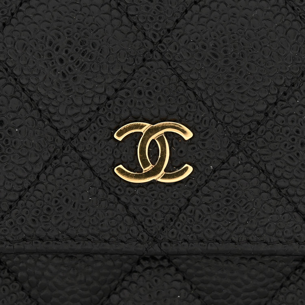 Caviar Quilted Wallet on Chain WOC Black