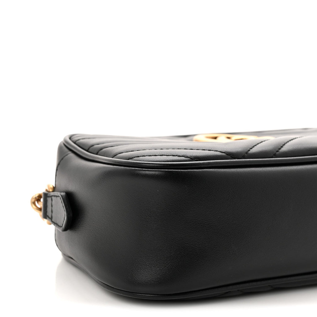 Calfskin Matelasse Small GG Marmont Chain Shoulder Bag Black