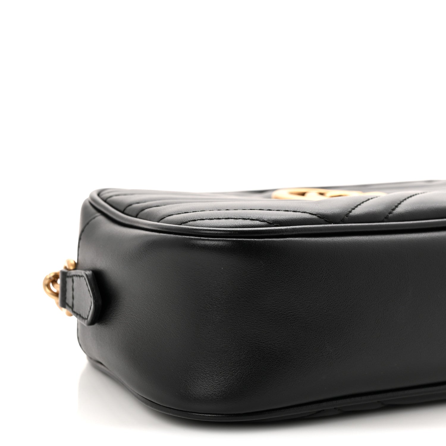 Calfskin Matelasse Small GG Marmont Chain Shoulder Bag Black