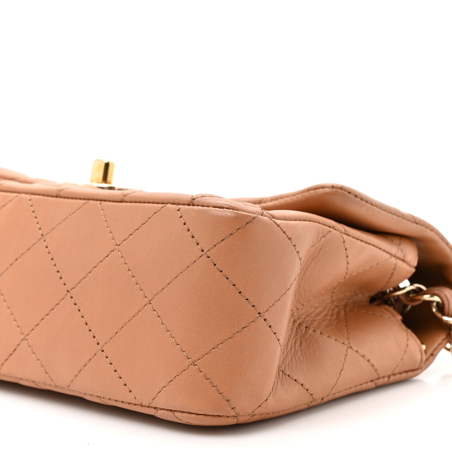 Lambskin Quilted Mini Rectangular Flap Brown