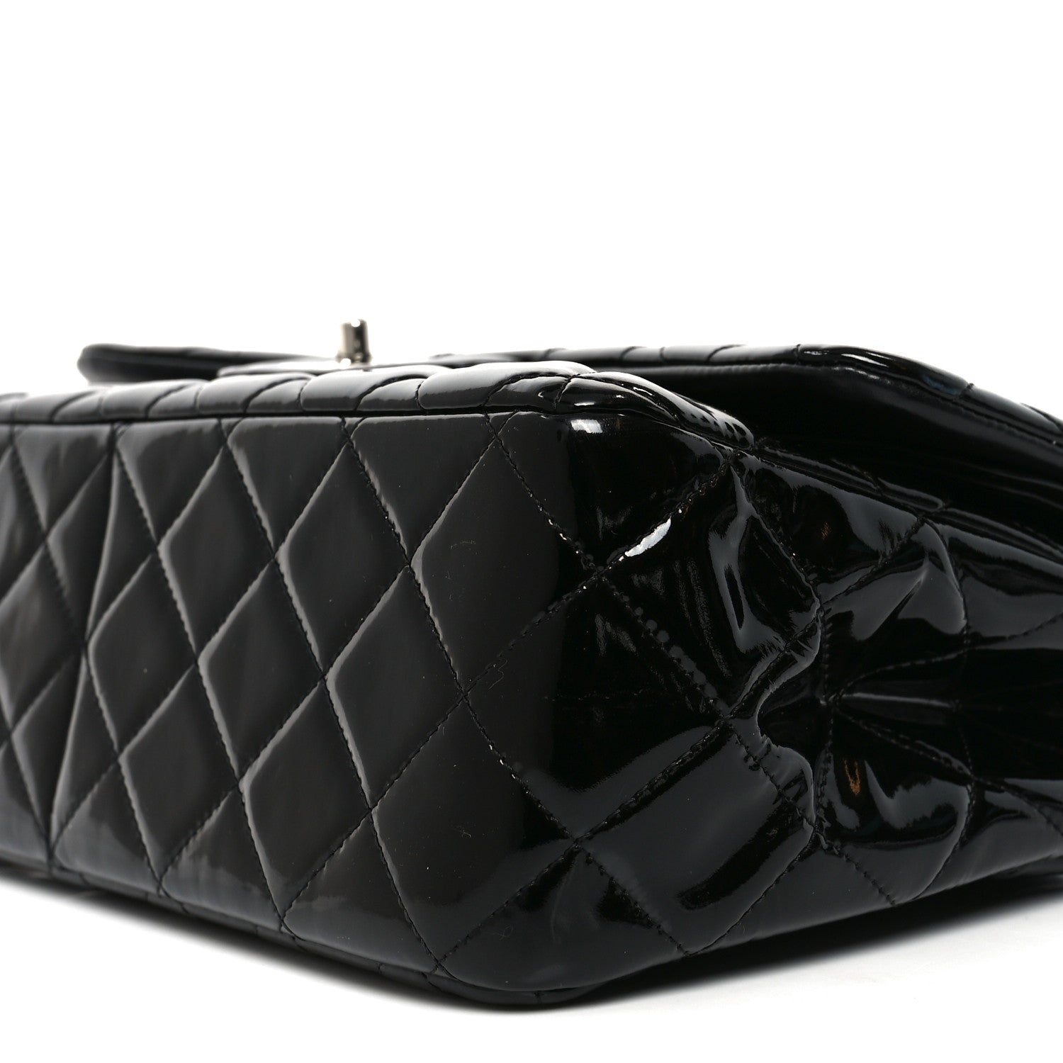Patent Quilted Jumbo Double Flap Black