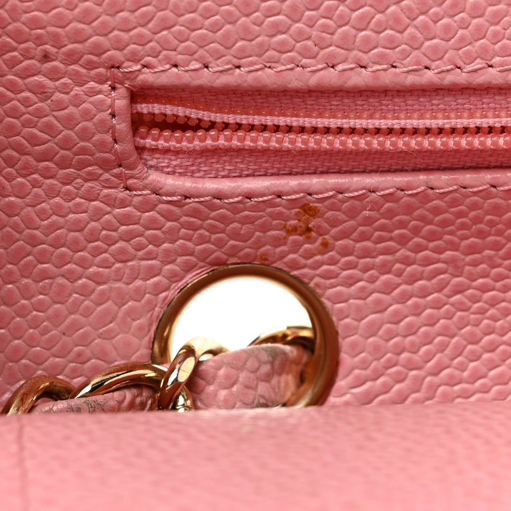 Caviar Quilted Medium Double Flap Light Pink