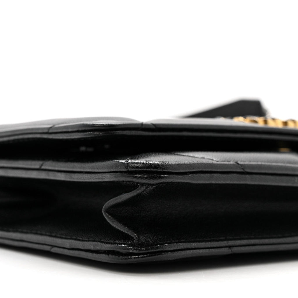 Lambskin Quilted Chanel 19 Wallet On Chain WOC Black
