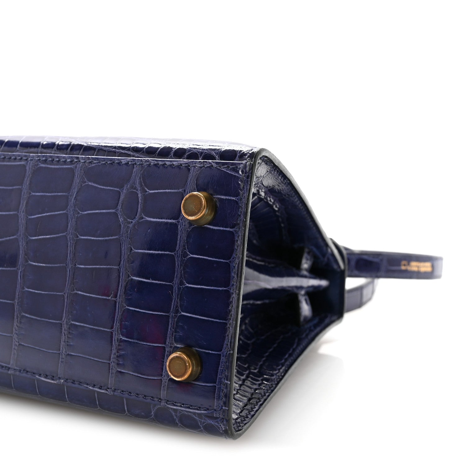 Shiny Alligator Mini Kelly Sellier 20 Bleu Roi