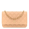 Caviar Quilted Wallet on Chain WOC Beige