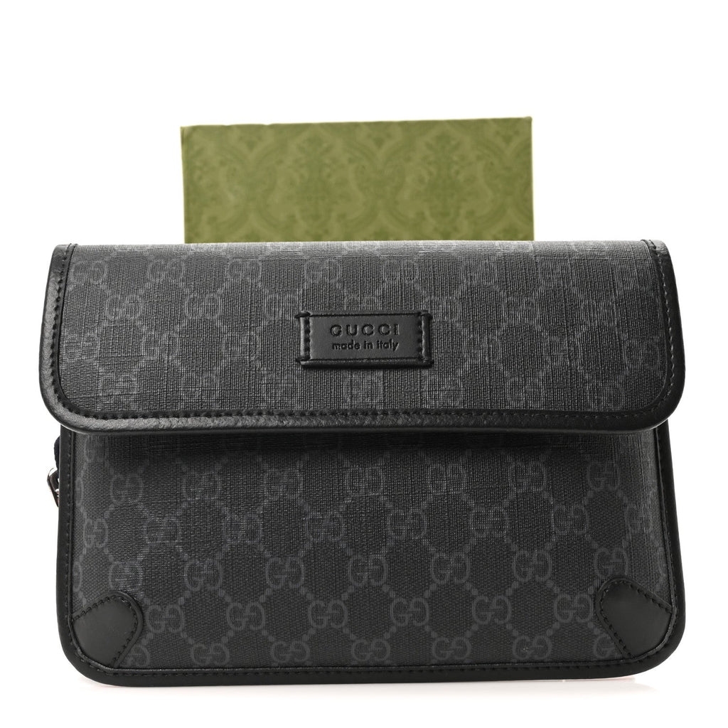 GG Supreme Monogram Web Slim Belt Bag Black Grey