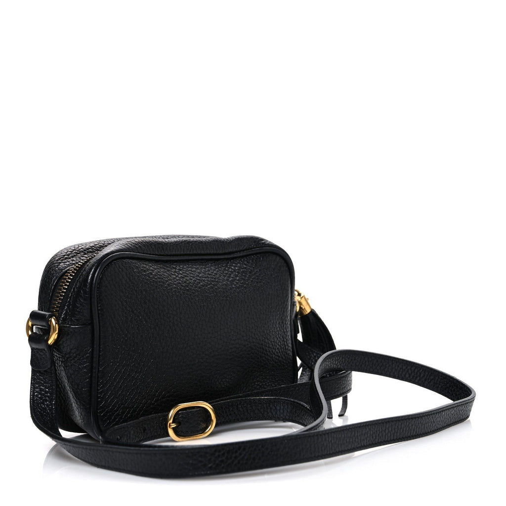 Pebbled Calfskin Small Soho Disco Bag Black