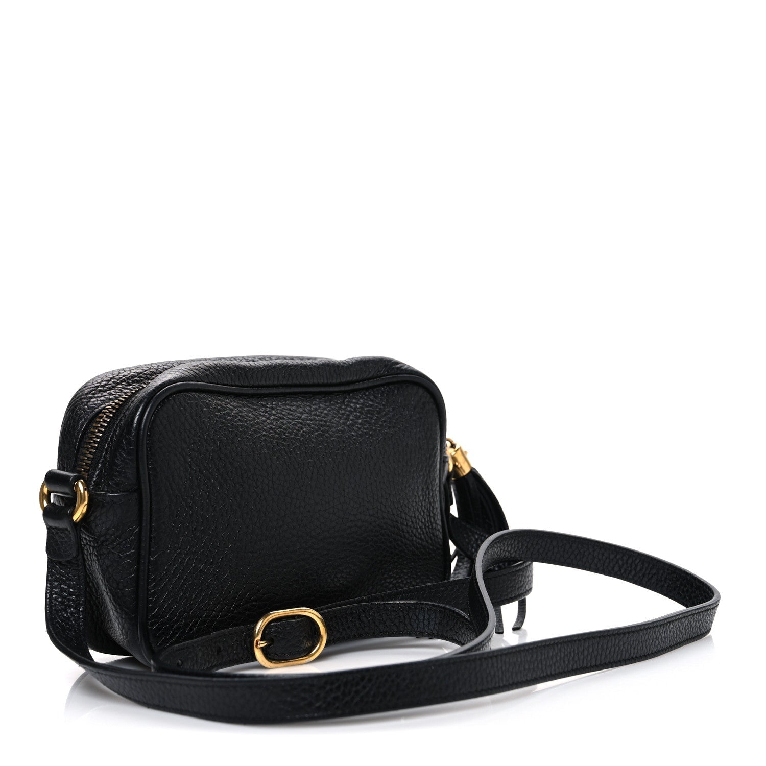 Pebbled Calfskin Small Soho Disco Bag Black