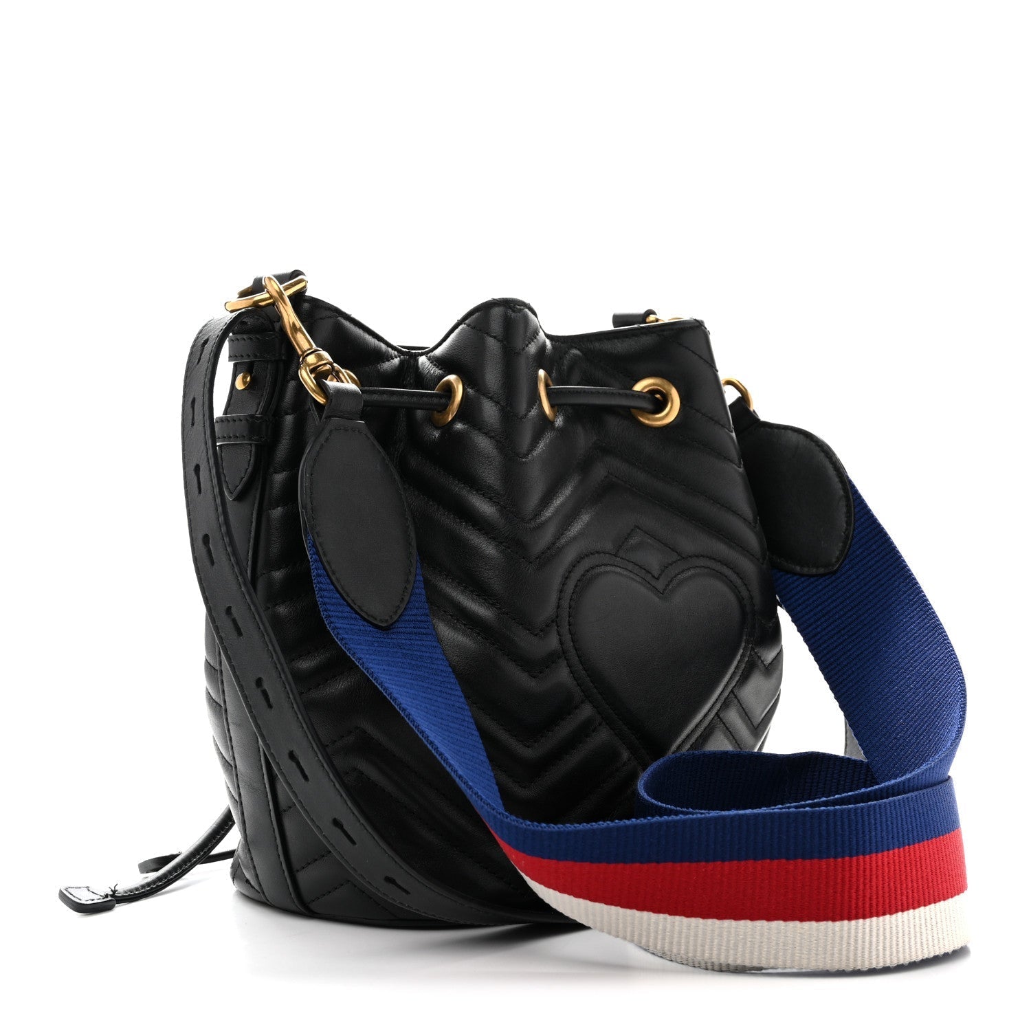 Calfskin Matelasse Sylvie Web GG Marmont Bucket Bag Black