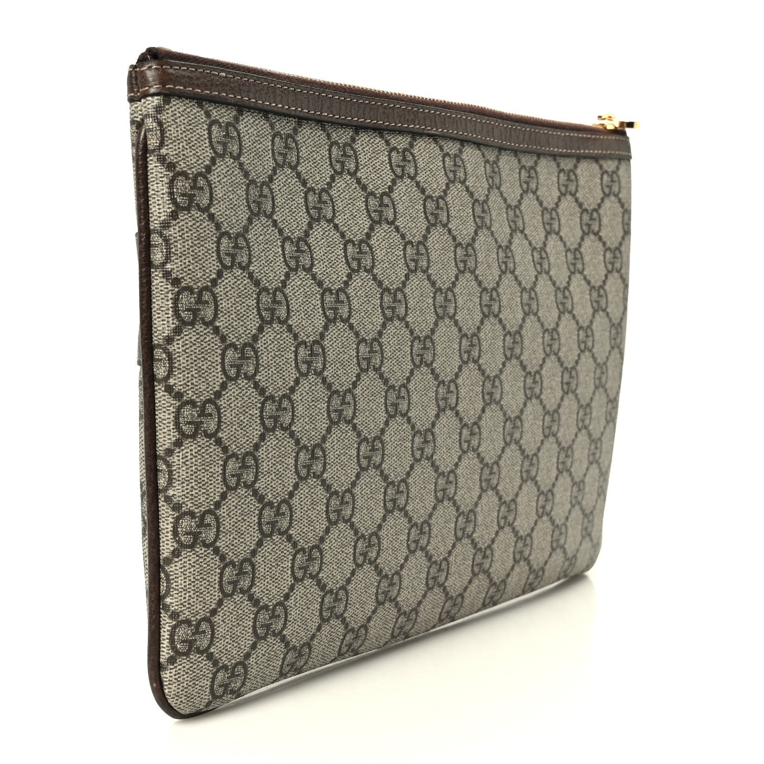 GG Supreme Monogram Large Ophidia Pouch Clutch Brown