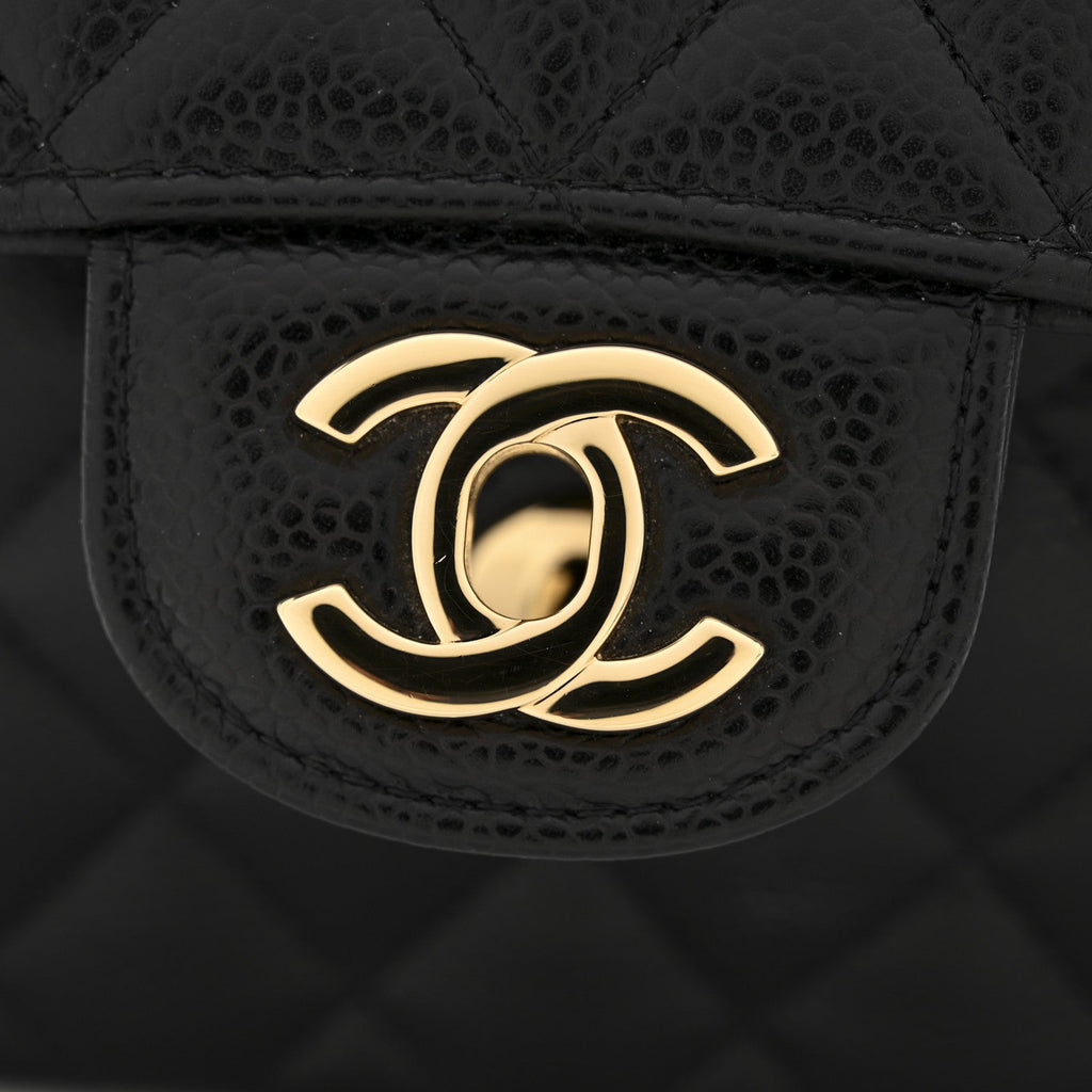 Caviar Quilted Small Double Flap Black