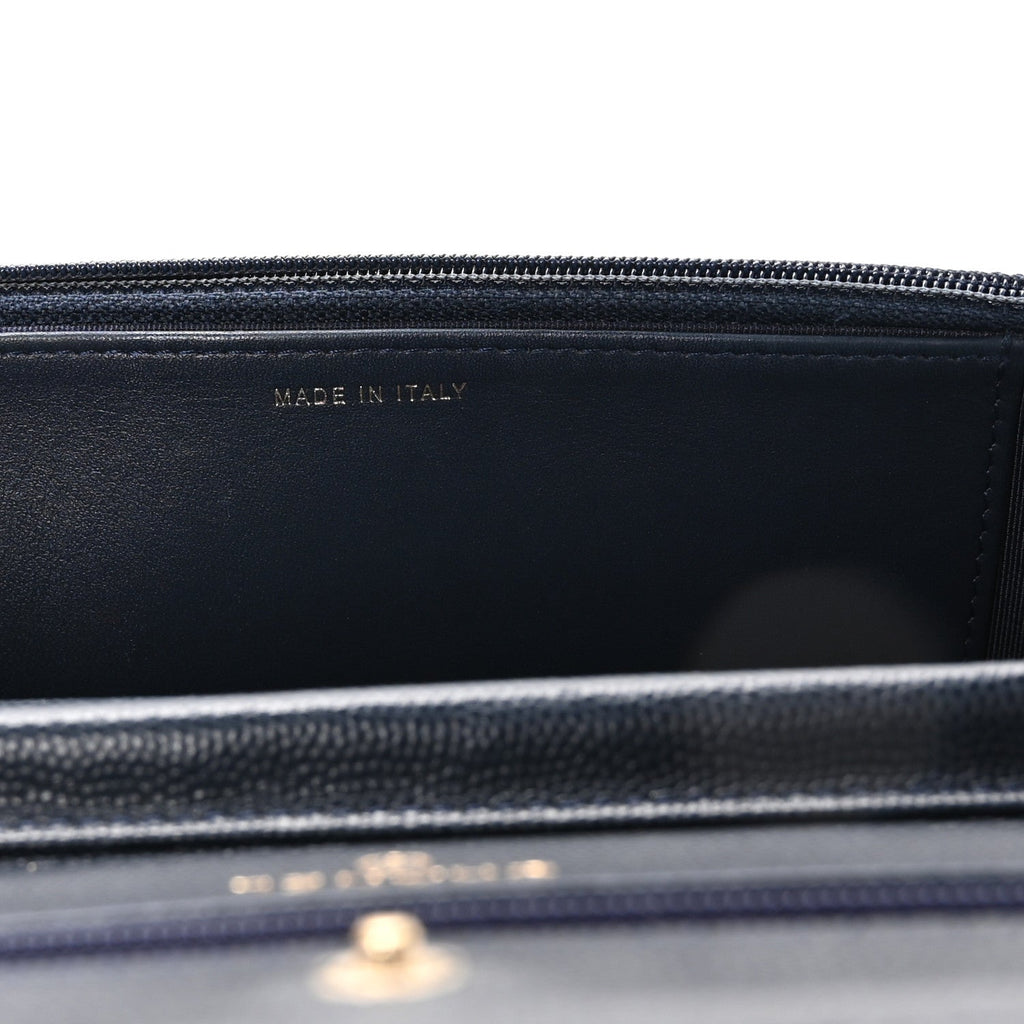 Caviar Quilted Wallet on Chain WOC Navy Blue