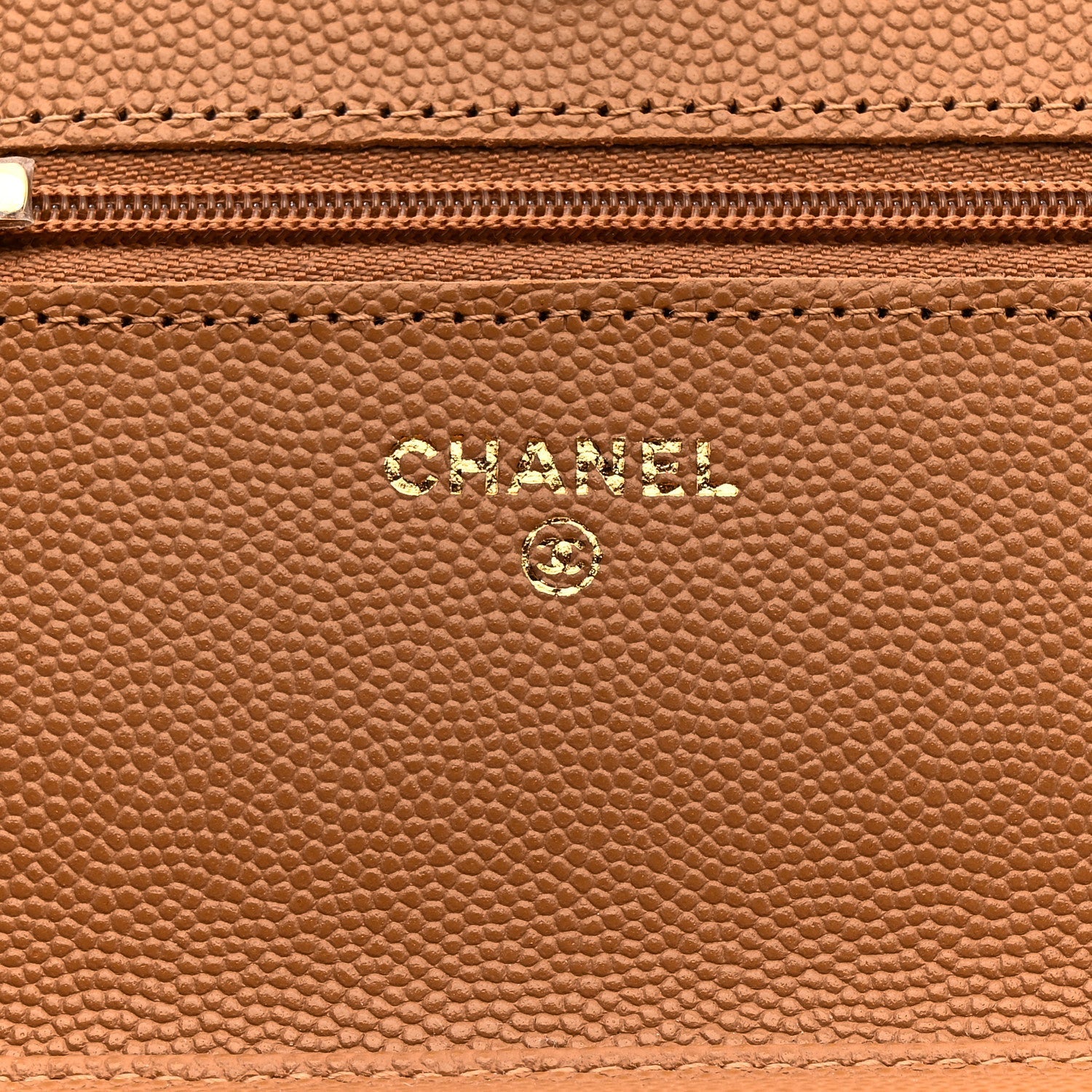Caviar Quilted Wallet on Chain WOC Dark Beige