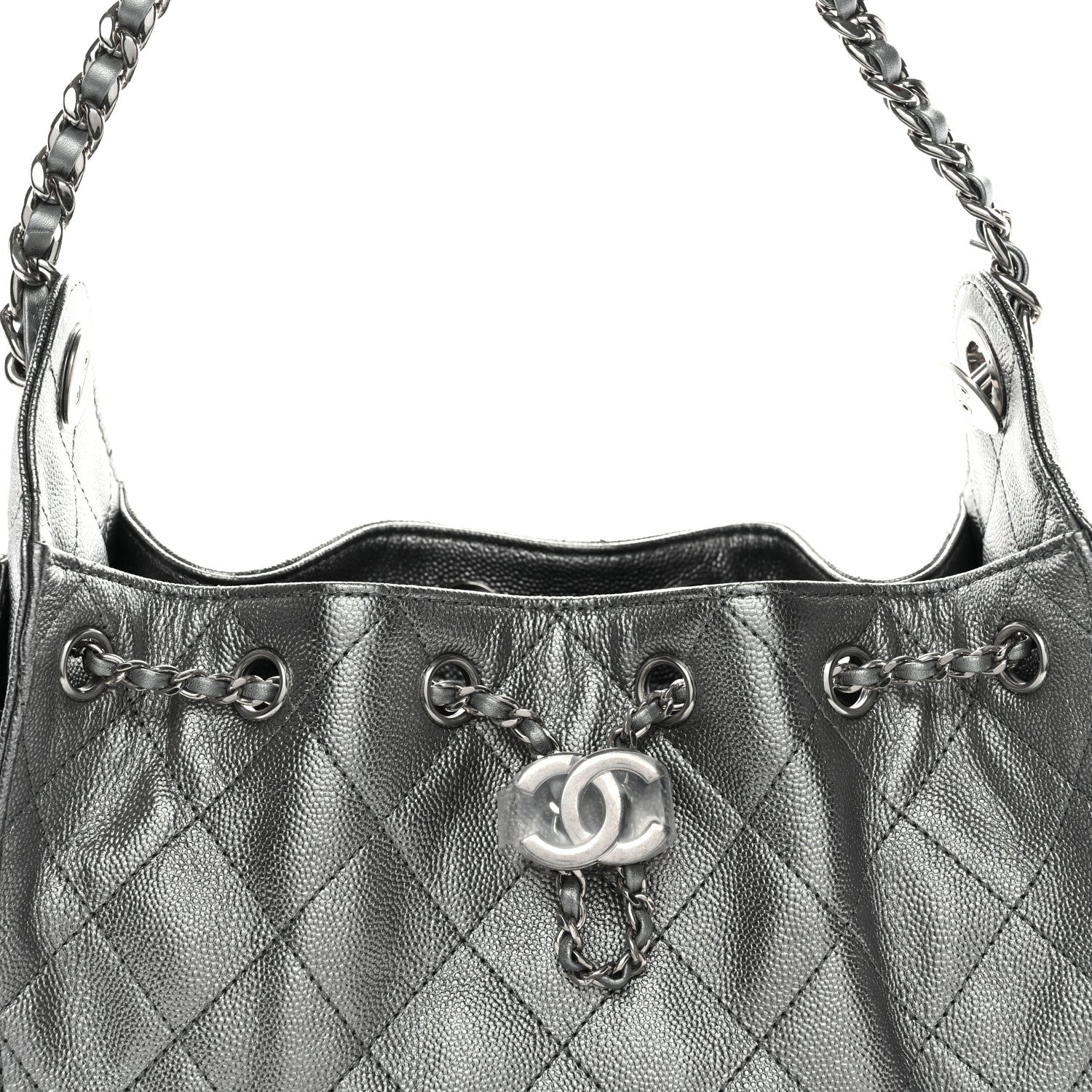 Metallic Caviar Quilted Mini Chanel 25 Handbag Anthracite