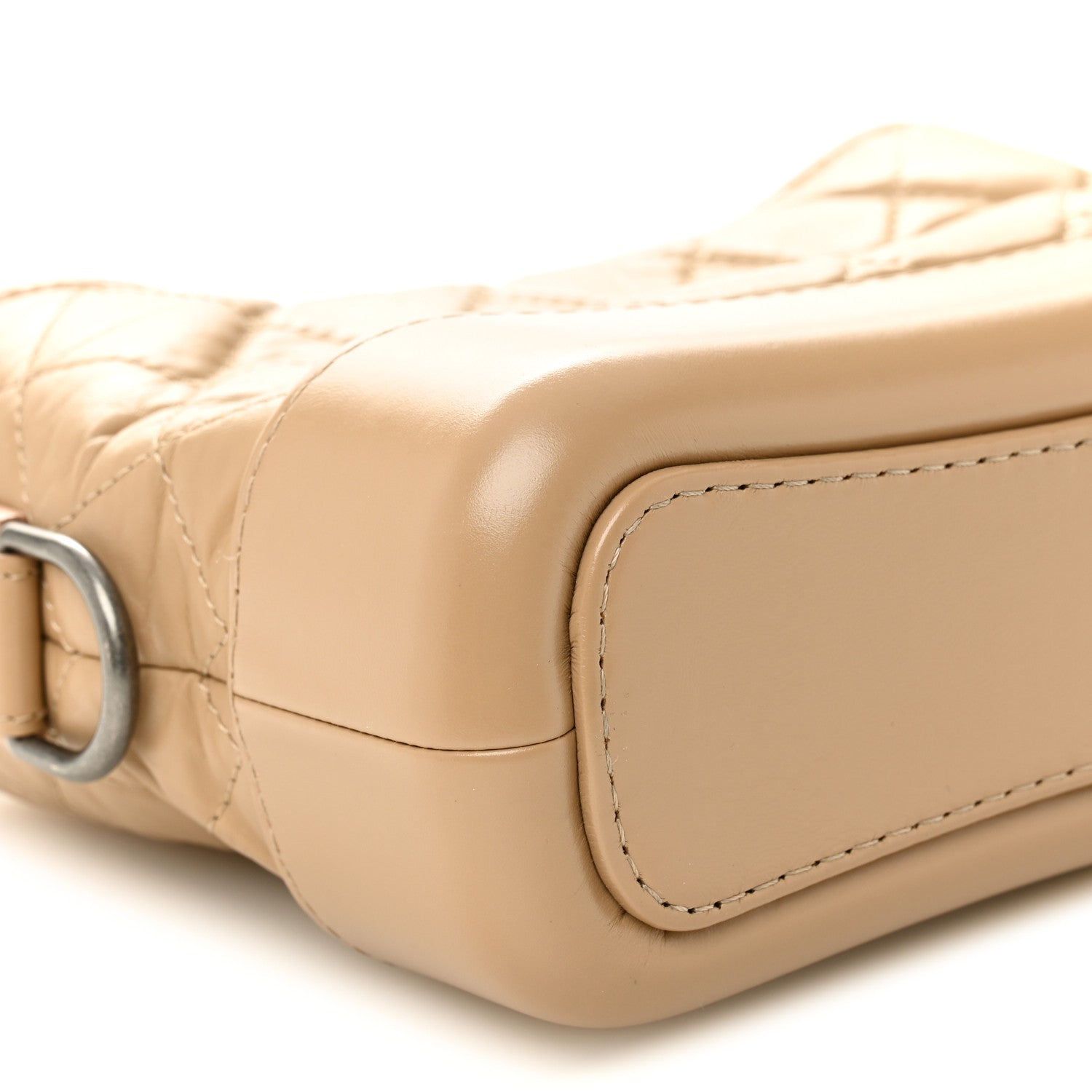 Aged Calfskin Quilted Small Gabrielle Hobo Beige