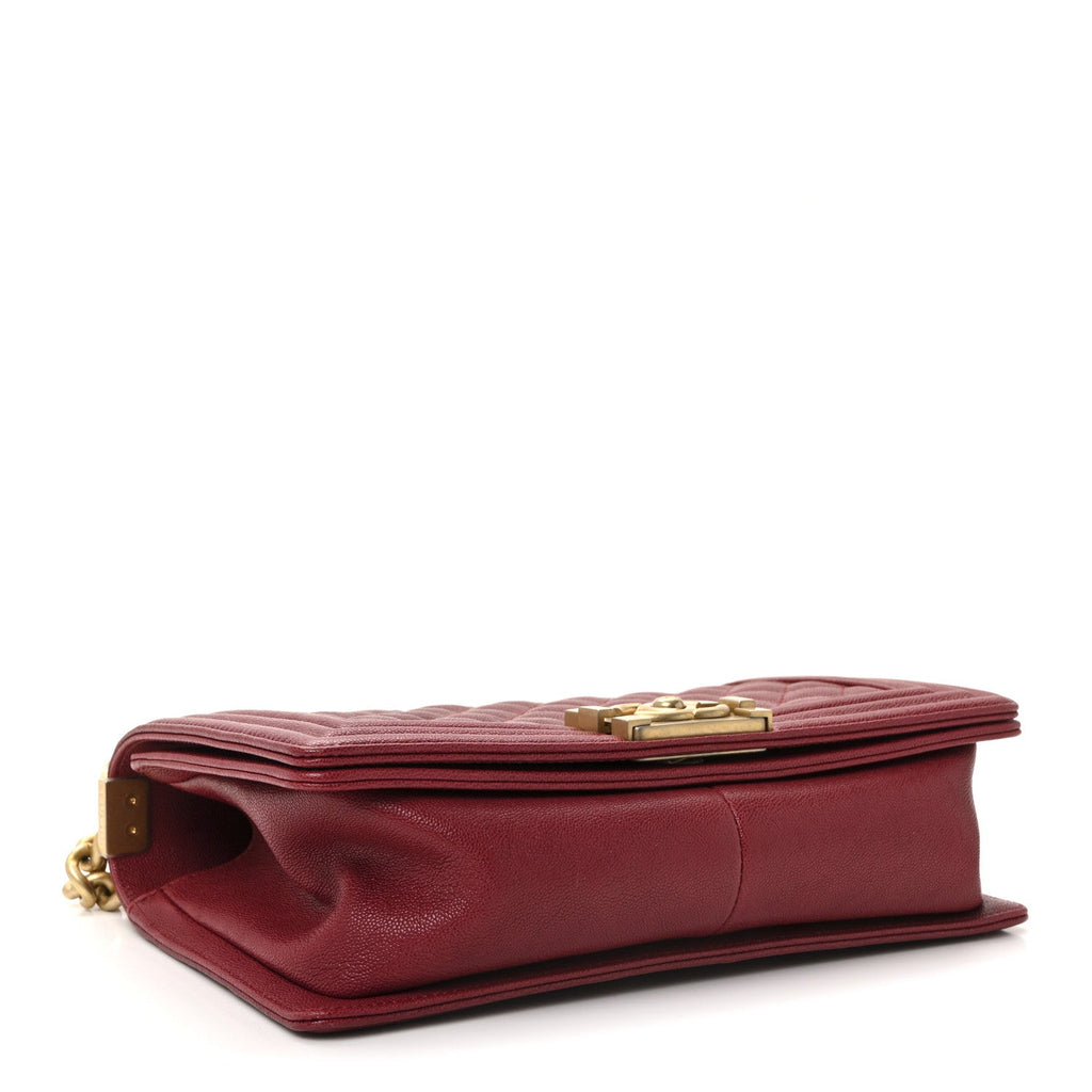 Caviar Quilted Medium Boy Flap Burgundy
