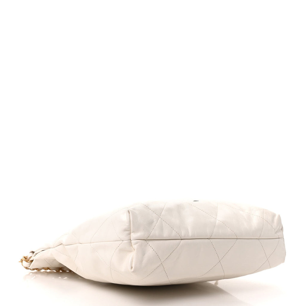 Shiny Calfskin Quilted Small Chanel 22 White Black