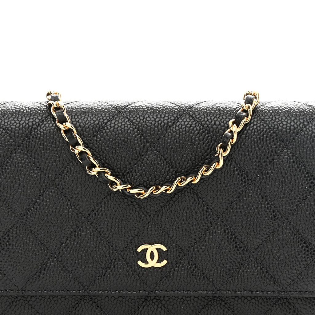 Caviar Quilted Wallet On Chain WOC Black