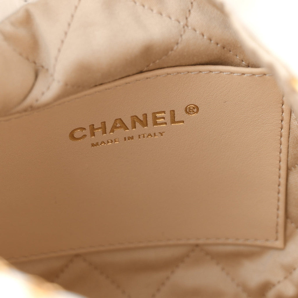 Shiny Calfskin Quilted Mini Chanel 22 White