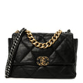 Goatskin Quilted Large Chanel 19 Flap Black