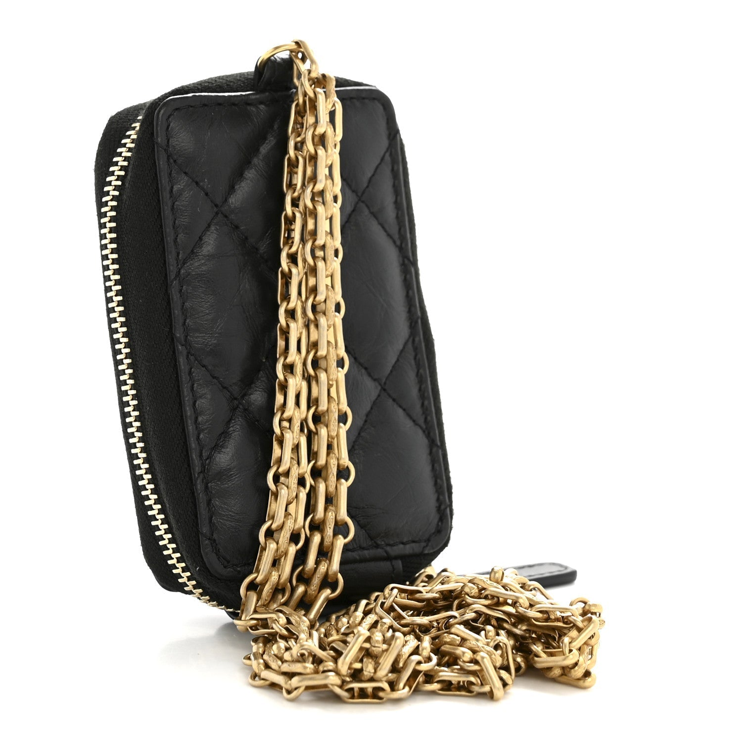 Aged Calfskin Quilted 2.55 Reissue Clutch With Chain Black