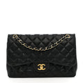 Lambskin Quilted Jumbo Double Flap Black