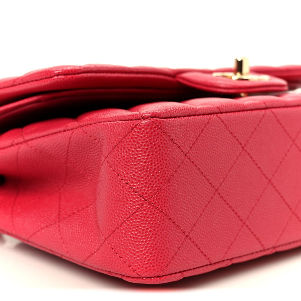 Caviar Quilted Small Double Flap Dark Pink