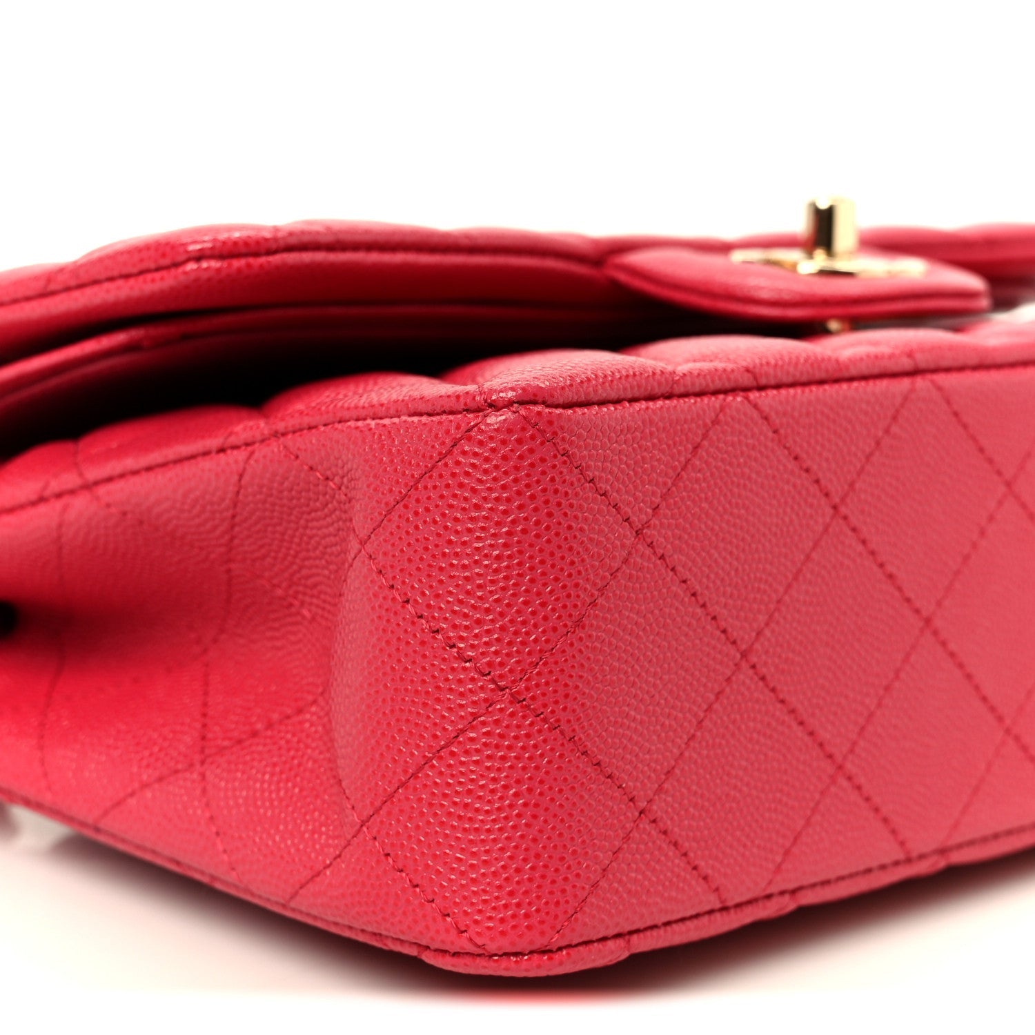 Caviar Quilted Small Double Flap Dark Pink