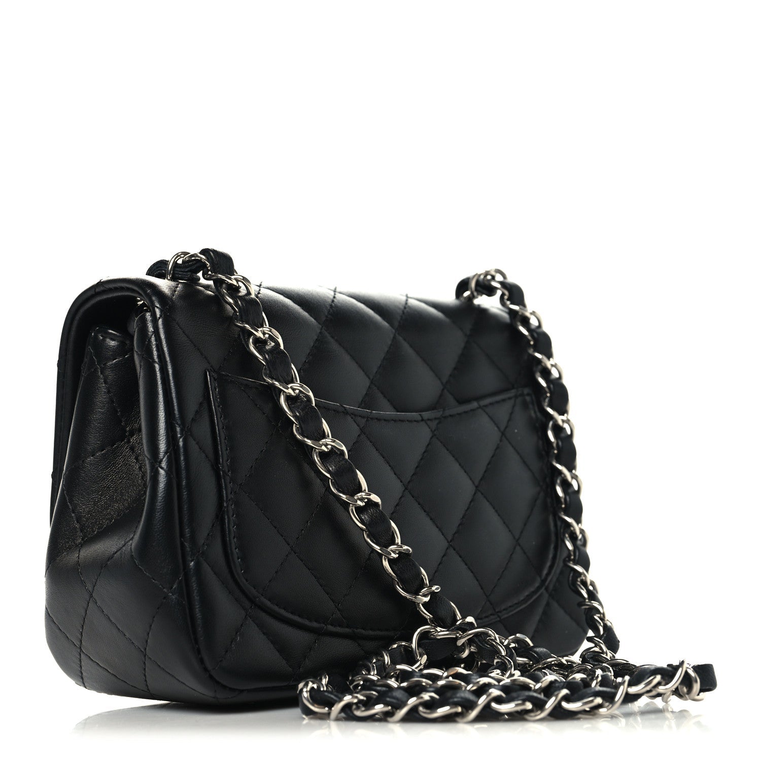 Lambskin Quilted Mini Square Flap Black