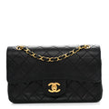 Lambskin Quilted Small Double Flap Black