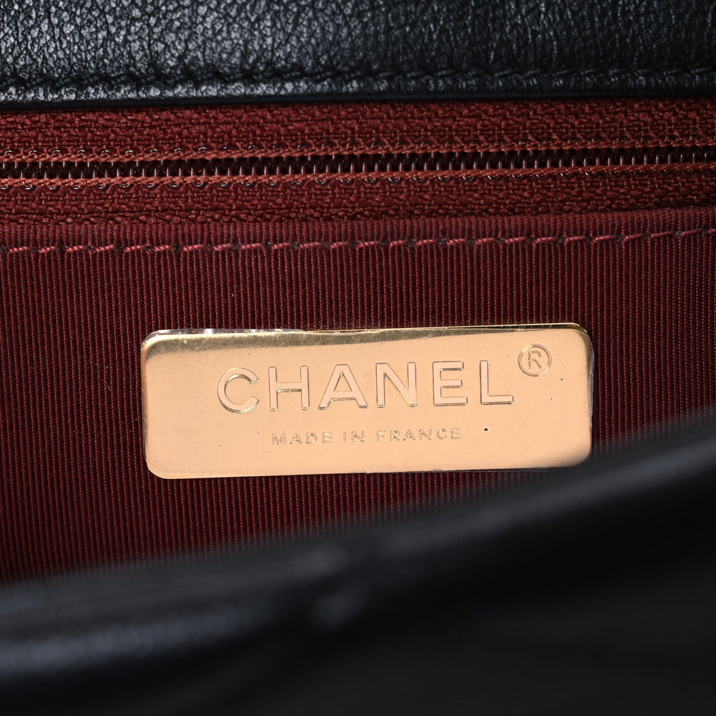 Goatskin Quilted Large Chanel 19 Flap Black