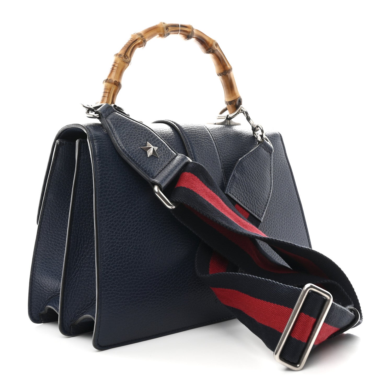 Dollar Calfskin Crystal Web Medium Dionysus Bamboo Top Handle Bag Blue Agata Montana Sapphire