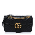 Calfskin Matelasse Small GG Marmont Shoulder Bag Black