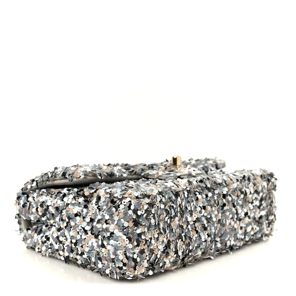 Sequin Mini Flap Gray Black White Pearly White