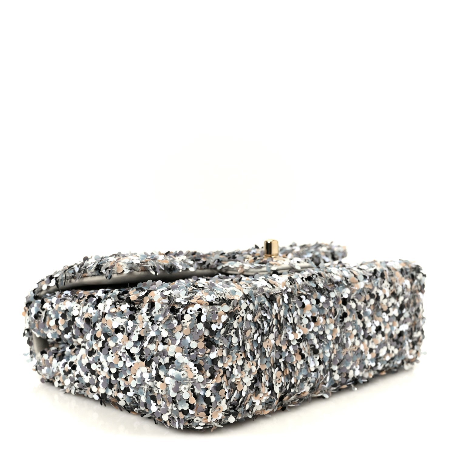 Sequin Mini Flap Gray Black White Pearly White