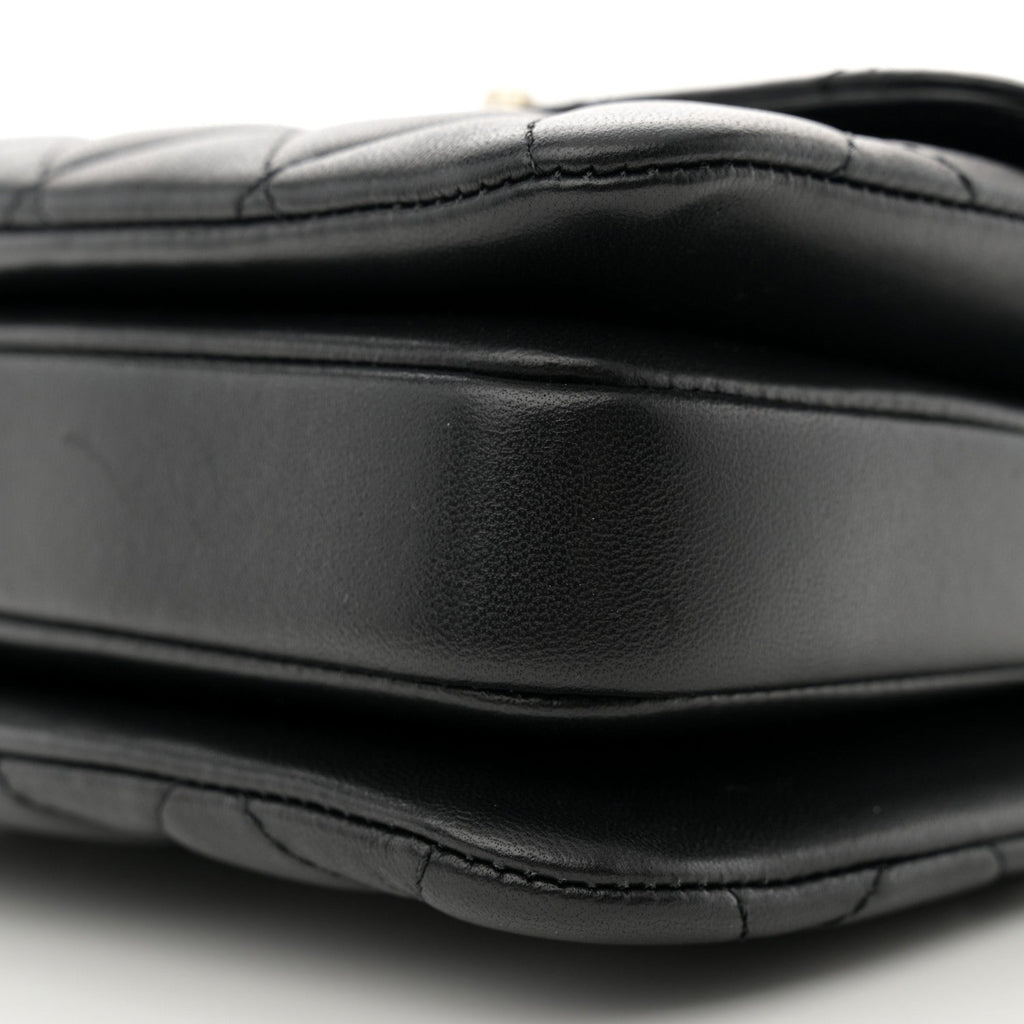 Lambskin Quilted Mini Trendy CC Dual Handle Flap Bag Black