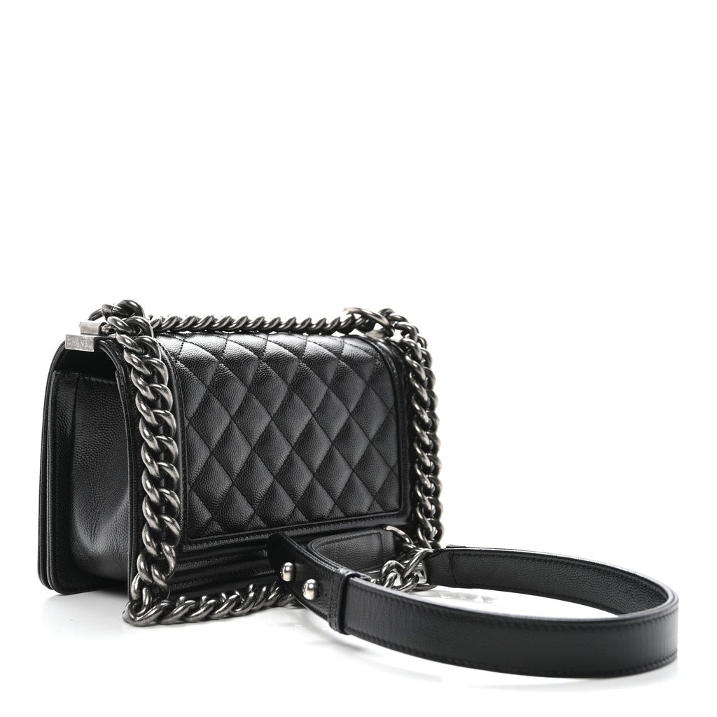 Caviar Quilted Small Boy Flap Black