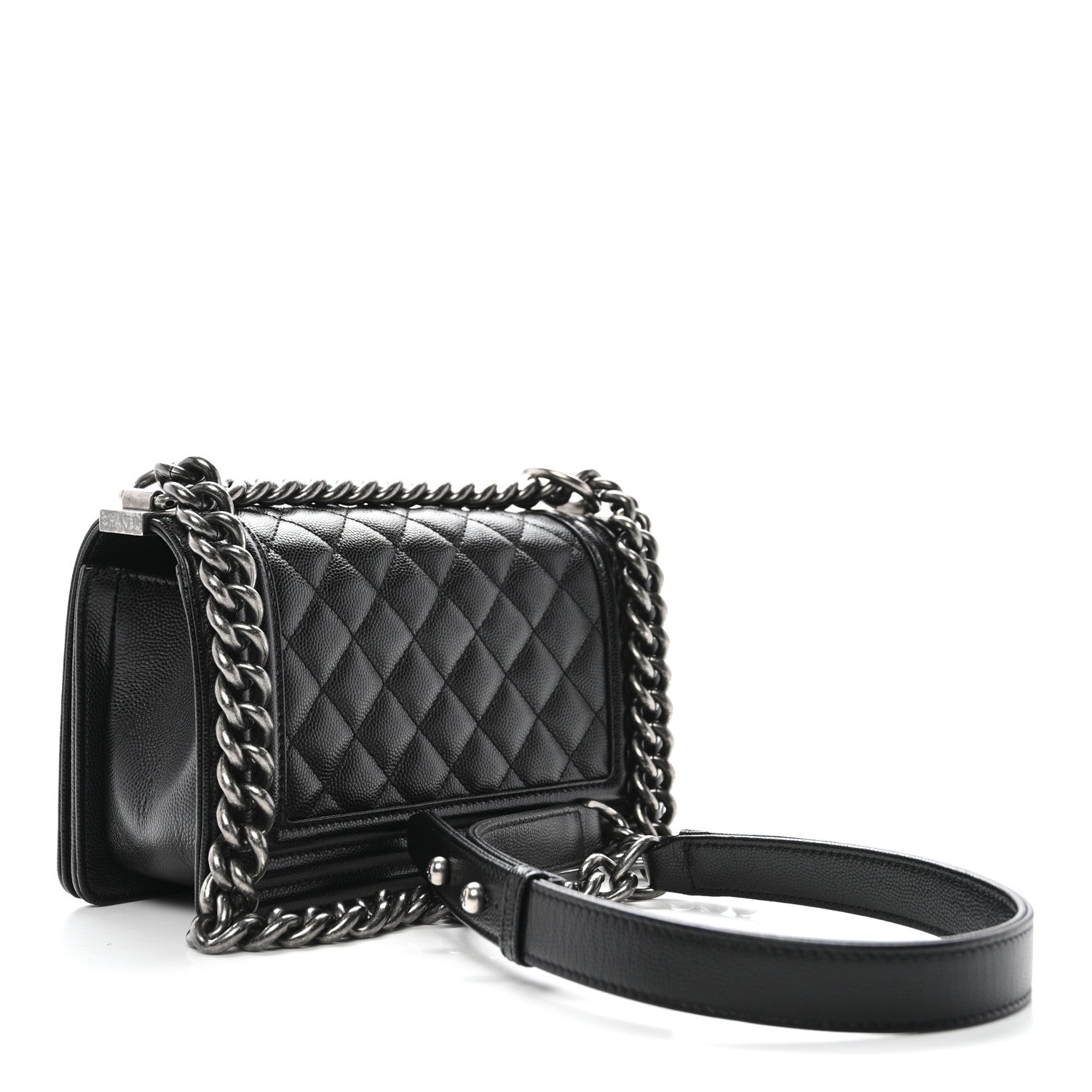 Caviar Quilted Small Boy Flap Black