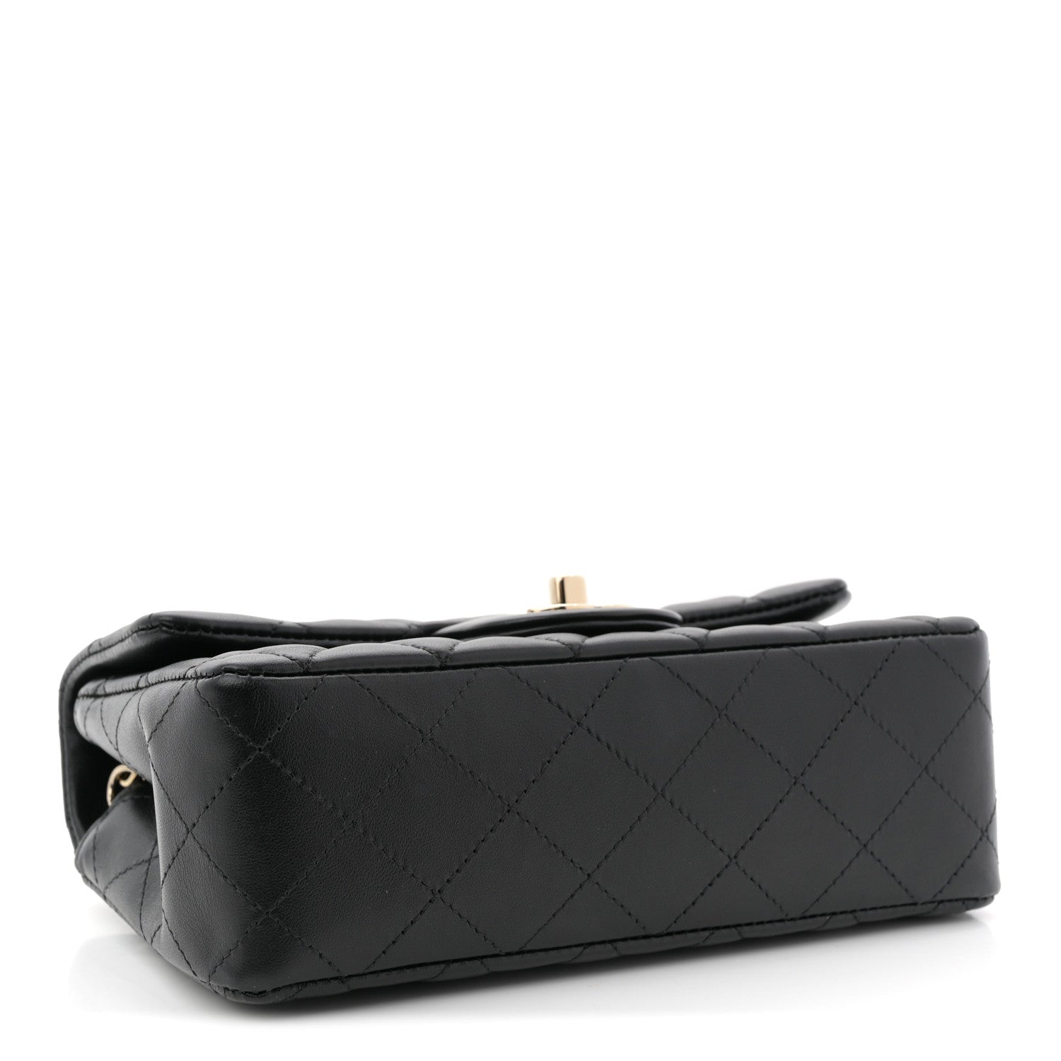 Lambskin Quilted Mini Rectangular Flap Black