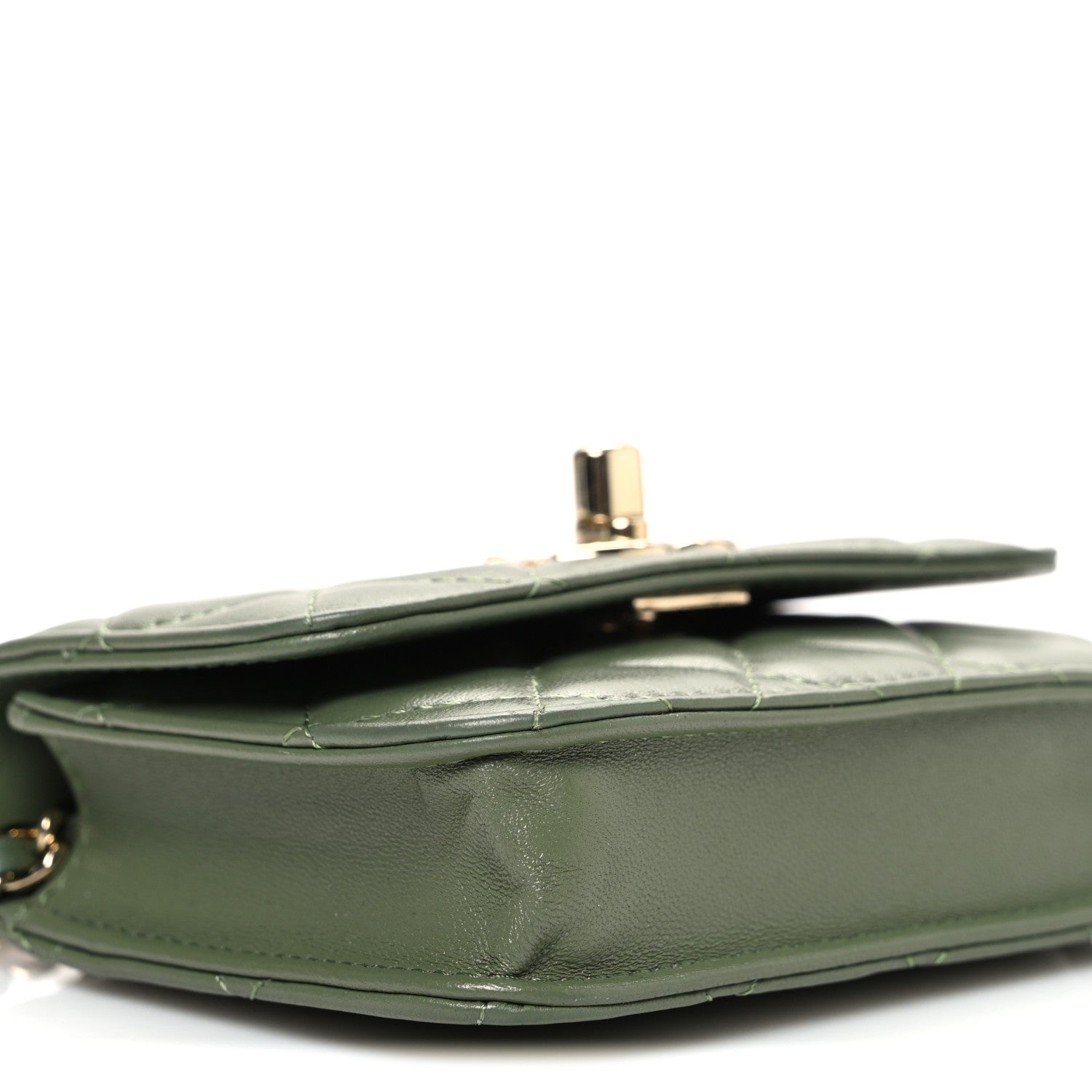 Lambskin Quilted Trendy CC Card Holder On Chain Green