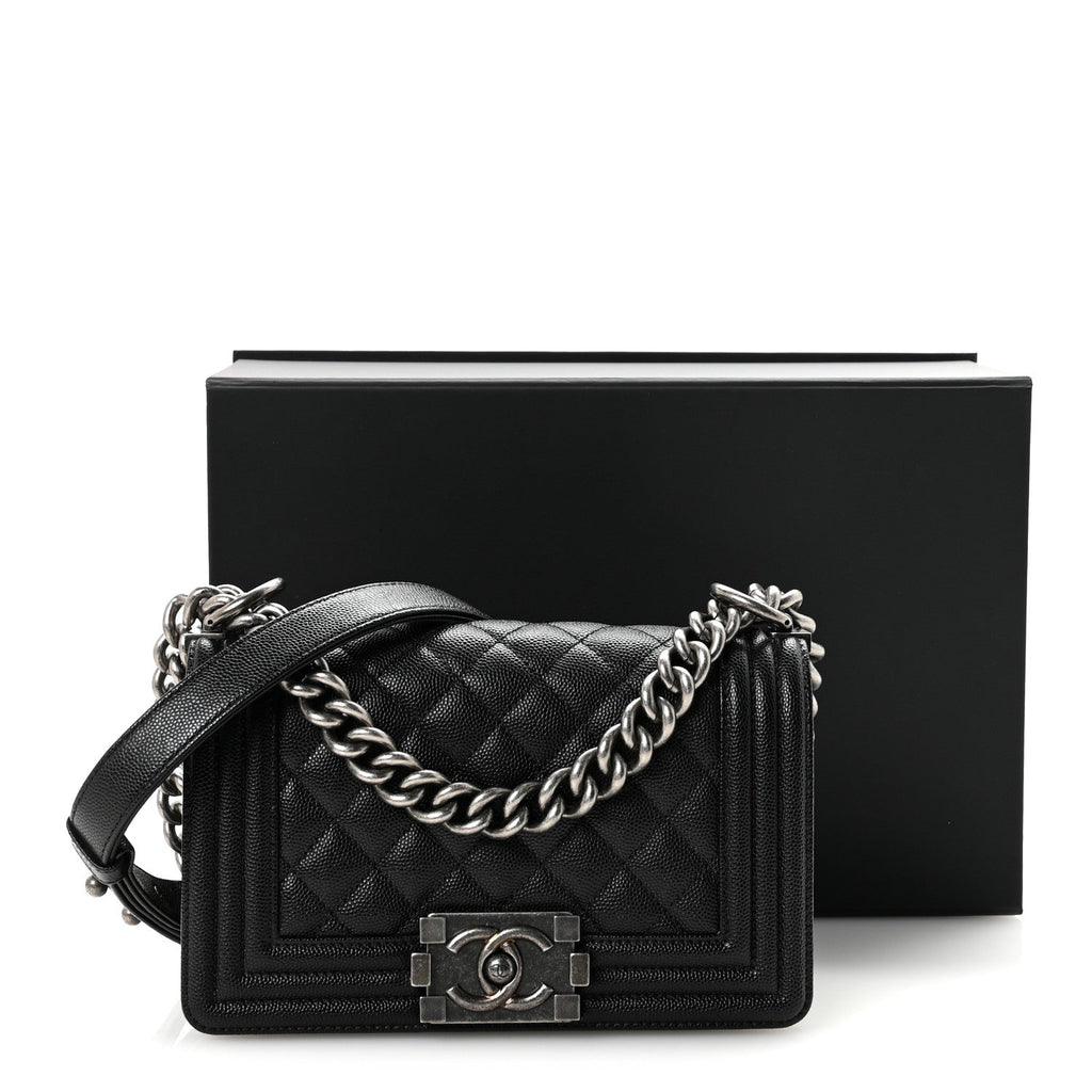 Caviar Quilted Small Boy Flap Black