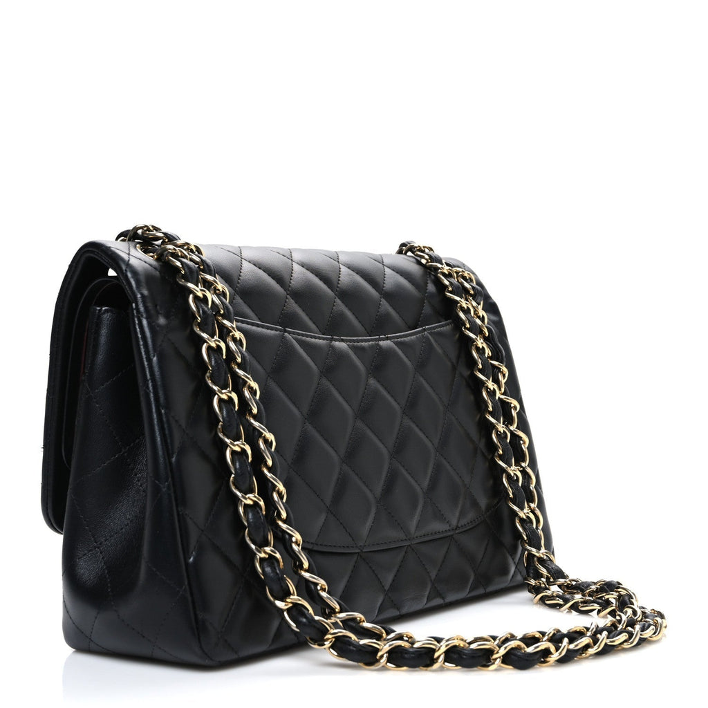Lambskin Quilted Jumbo Double Flap Black
