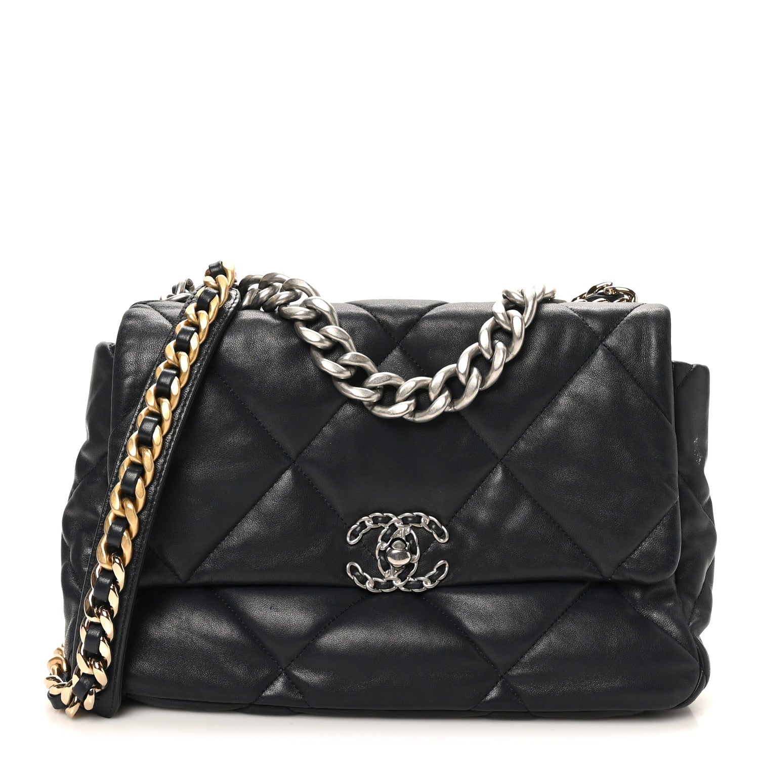 Lambskin Quilted Large Chanel 19 Flap Black