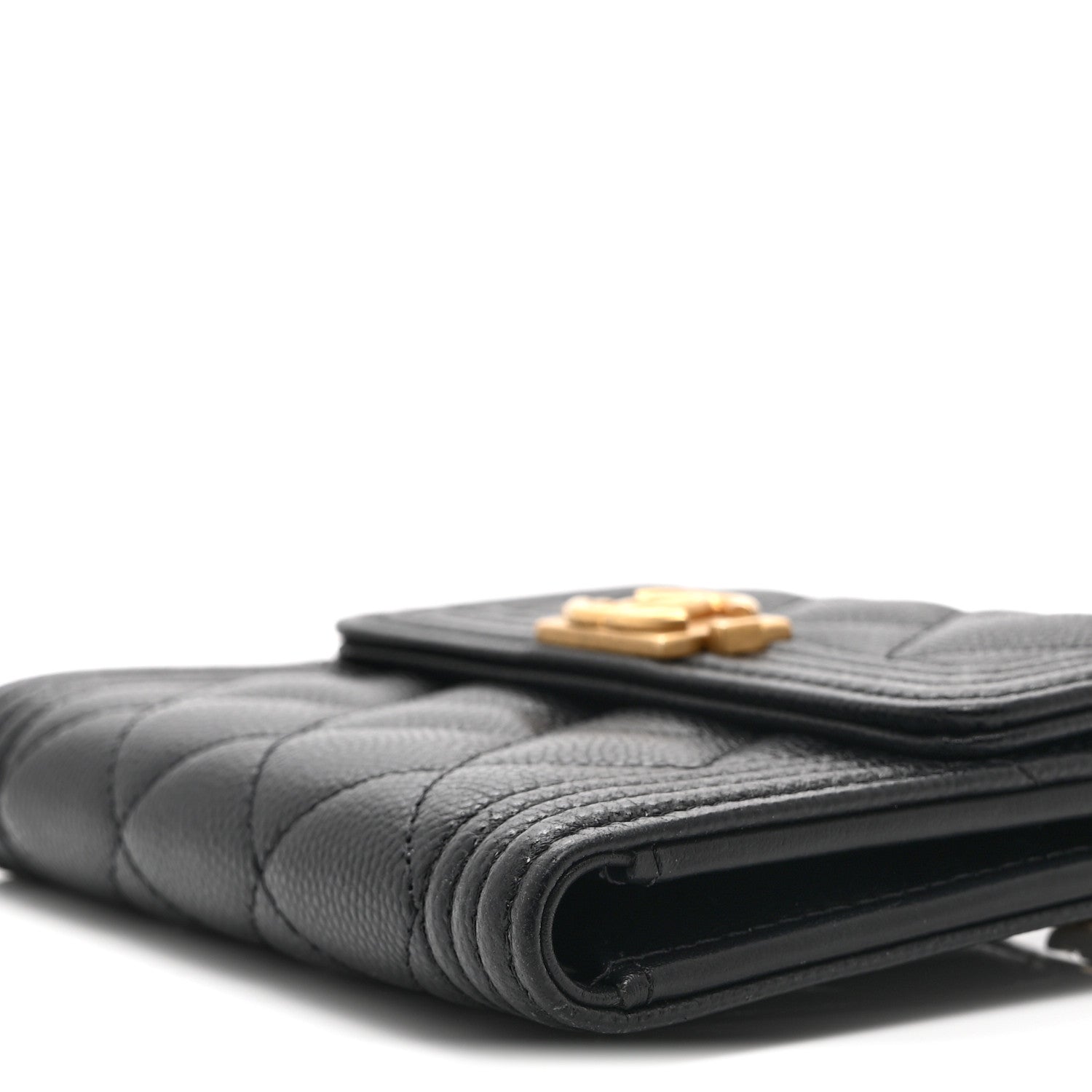 Caviar Quilted Compact Boy Wallet Black