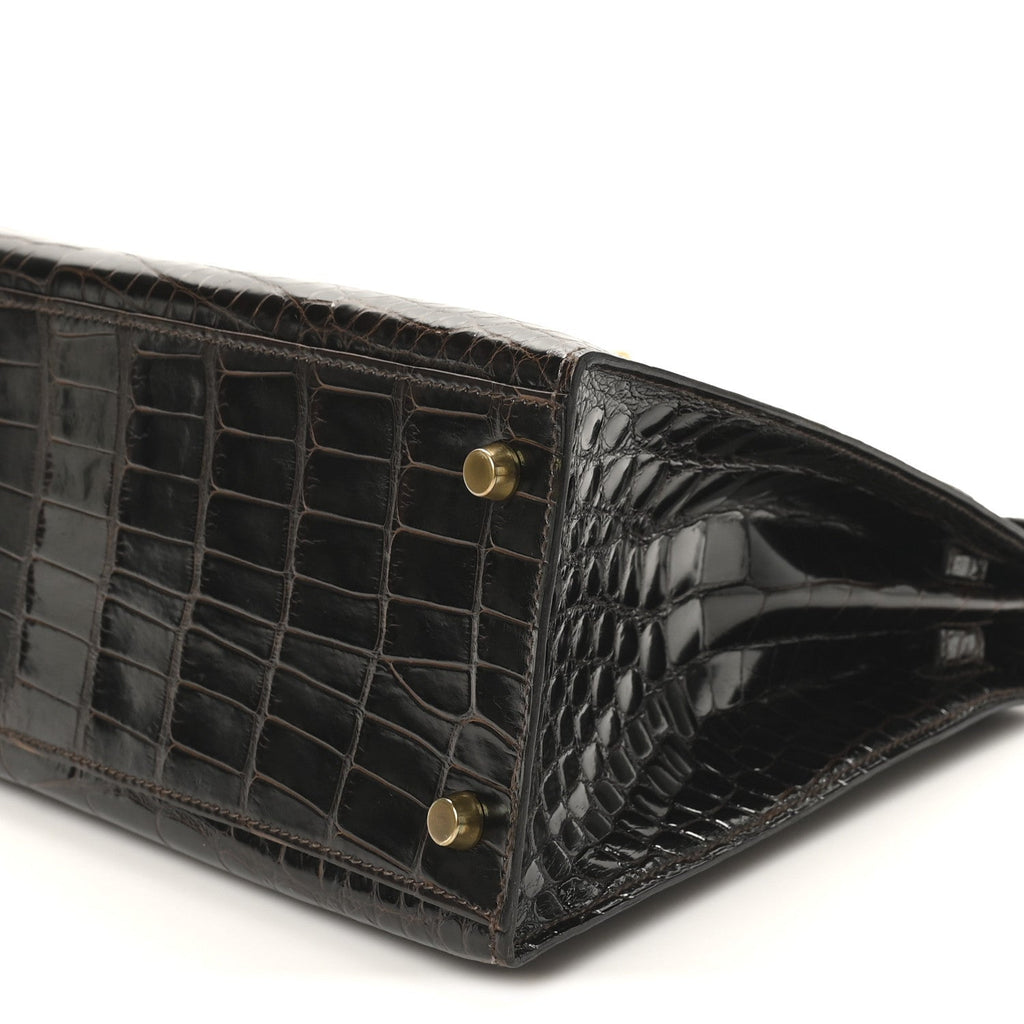 Shiny Alligator Kelly Sellier 32 Havane