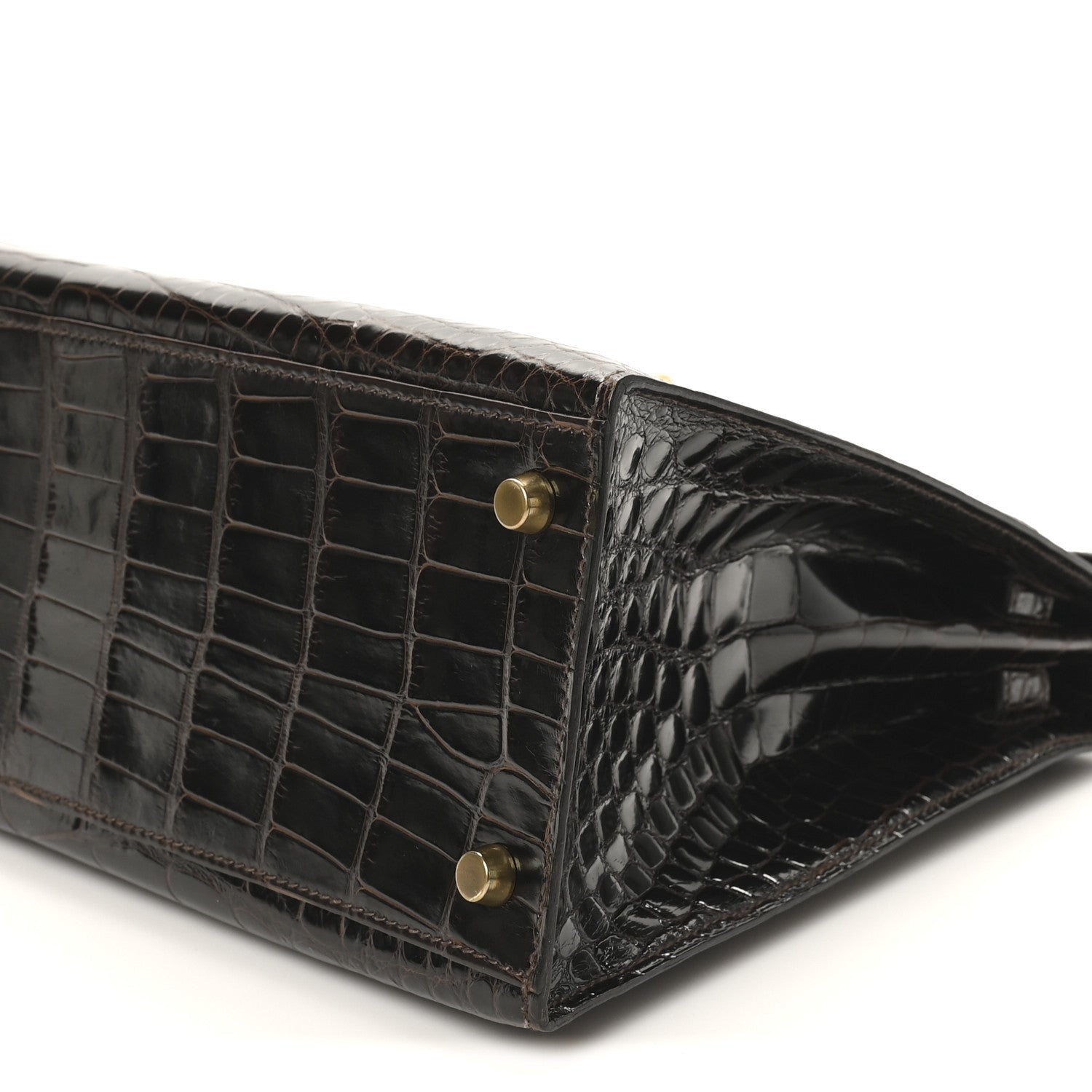 Shiny Alligator Kelly Sellier 32 Havane