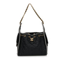 Braided Raffia Calfskin Small Chanel 25 Handbag Black White