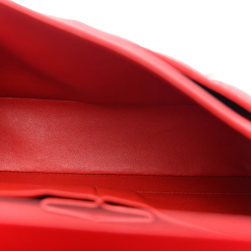Caviar Quilted Medium Double Flap Red