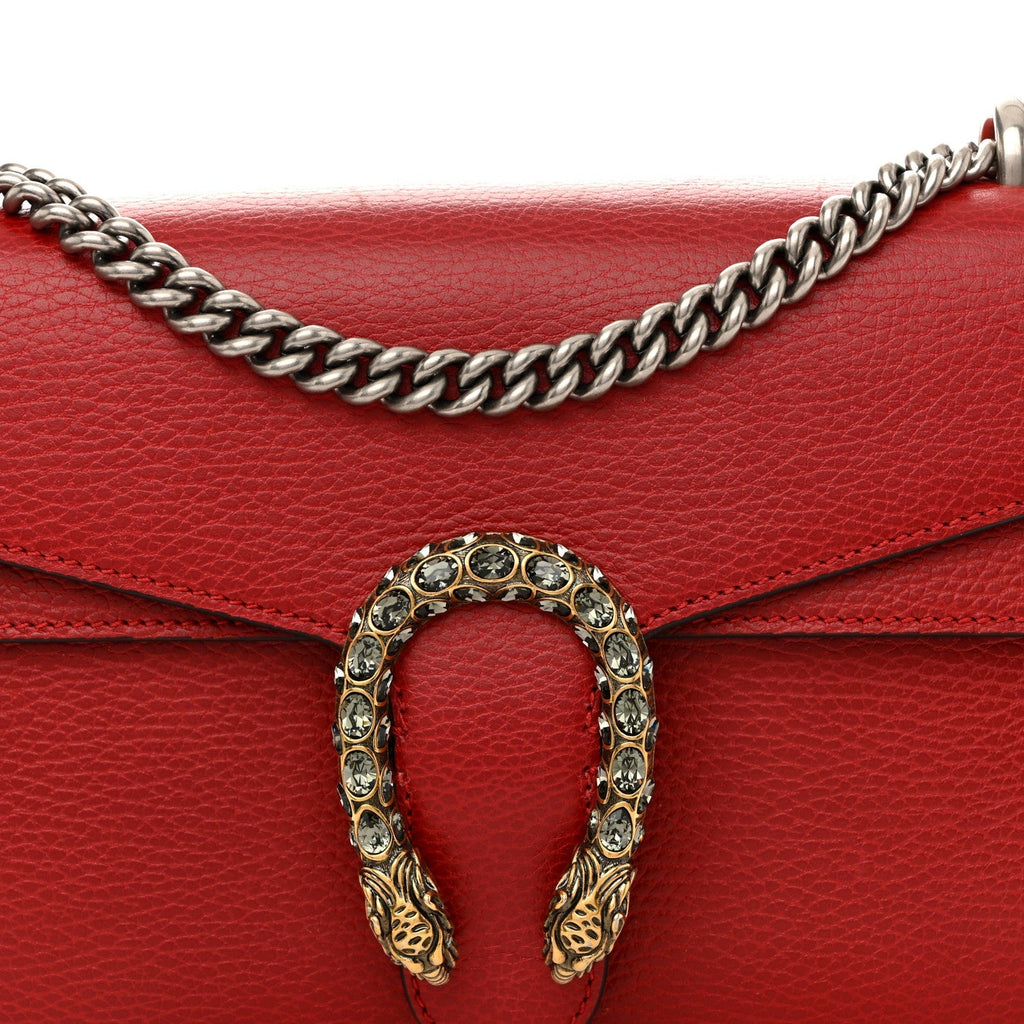 Dollar Calfskin Swarovski Crystal Small Dionysus Shoulder Bag Hibiscus Red