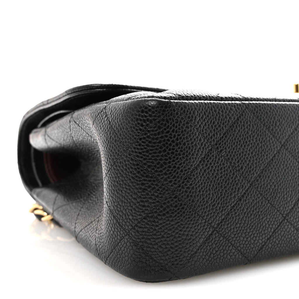 Caviar Quilted Jumbo Double Flap Black
